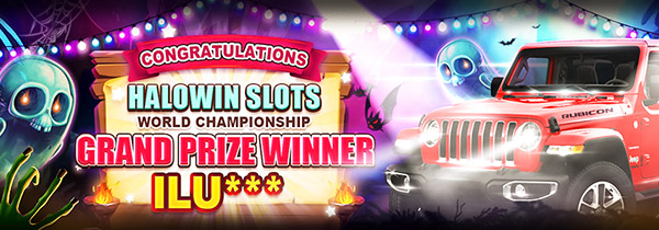 Congratulations【ilu***】Win Jeep Wrangler, Halowin Slot World Cup Ranking Board