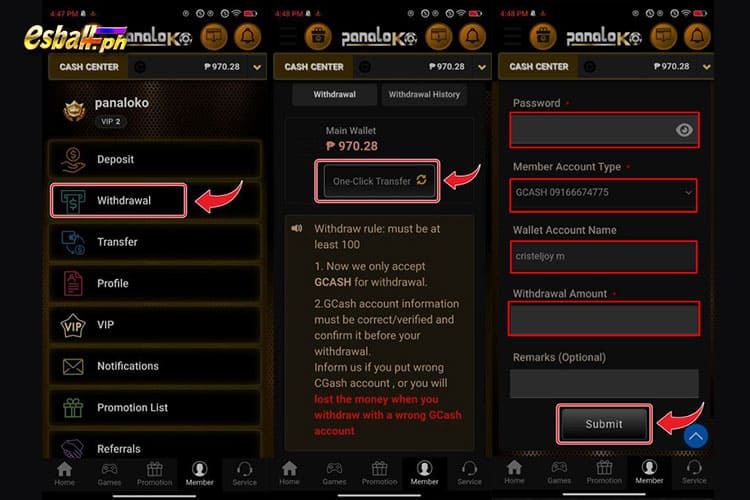 How to Withdraw in EsballPH & PanaloKO Guide