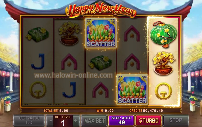 Happy New Year Slot Machine Game, Kumita sa Happy New Year Wishes Game